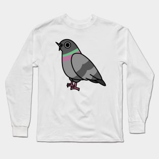 cute street pigeon cartoon drawing graphic Long Sleeve T-Shirt